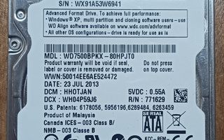 Western Digital 750GB 7.2K RPM SATA 9.5mm 2.5"