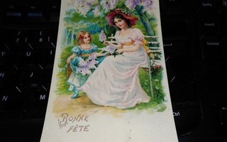 Kaunis Äiti ja Tyttö 1900alku Taide PK62