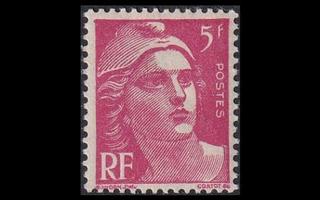 Ranska 798 ** Marianne 5 Fr karmiininrosa (1947)