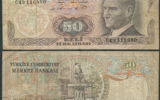 Turkki 50 Lirasi 1976 (P-188a) F, C49-sarja