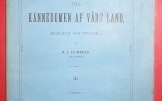 K.G.Leinberg : Bidrag till Kännedomen af vårt land  1887 1.p