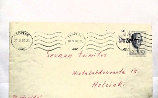 1960 Sisättö rivil s + päiväysviallinen Tampereen ketjuleima