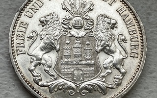 Saksa Hamburg 3 Mark 1912 J, hopea