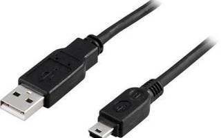 Deltaco USB 2.0 kaapeli A uros - Mini B uros, 3m, musta UUSI