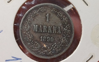 1 Markka 1890 hopeaa.