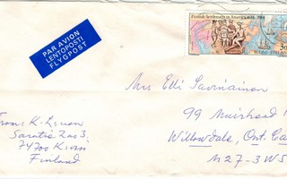 1988 suomalainen siirtokuntaAmerikassa kirje Kanadaan