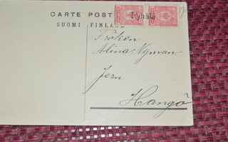 Postikortti Hankoon kaksi 10 pen punainen leimattu Ryhälä