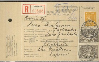 1947 R-tilaavievä paketti - kenttäpostipakettikortti