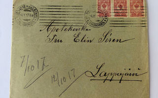 Kirjekuori: Helsingistä Lappajärvelle 4.10.1917