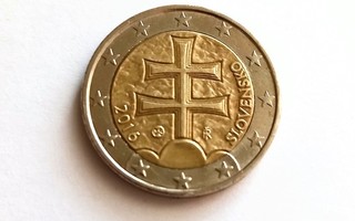 Slovakia, tavallinen 2 € kolikko 2016, kierrosta.