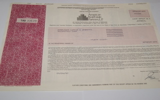 Osakekirja Yhdysvallat American Real Estate Partners 1987