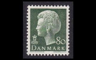 Tanska 559 ** Margrethe 80 öre vihreä (1974)