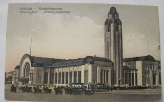 VANHA Postikortti Rautatieasema Raitiovaunu Helsinki 1925