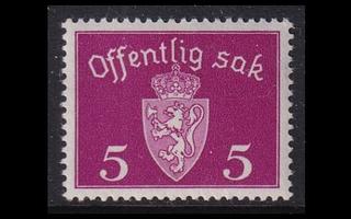 Norja 33 ** Virkamerkki 5 öre (1939)