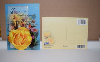 postikortti ruusu keltainen