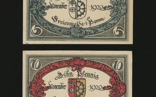 Saksa Notgeld 5, 10 Pfg, Freienwalde 1920