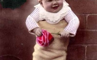 BABY / Tyttövauva nyytissä ruusu kädessään. 1920-l.