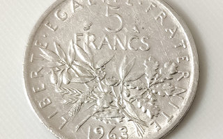Ranska 5 Francs 1963, Hopeakolikko