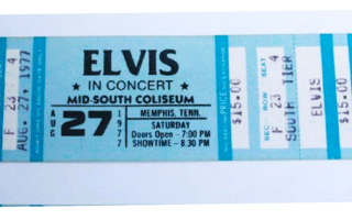 ELVIS PRESLEY Memphis,  Aug. 27. 1977 konserttilippu