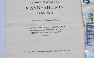 VANHA Ohjelma Muistojuhla Mannerheim 1955