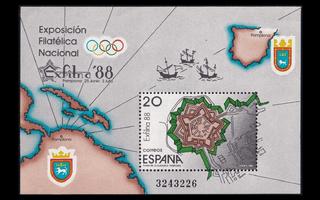 Espanja 2835BL32 ** Postimerkkinäyttely EXFILNA (1988)