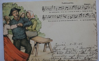 Postikortti Laulu Tukkipoika 1905 Tanssi Kansallispuku