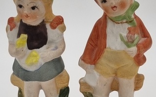 Vanhat figuriinit TYTTÖ ja POIKA