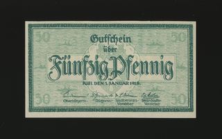 Saksa Notgeld 50 Pfennig, Kiel 1.1.1918