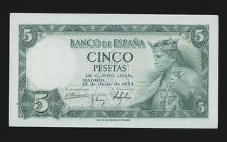 Espanja 5 Pesetas 1954, P146 UNC