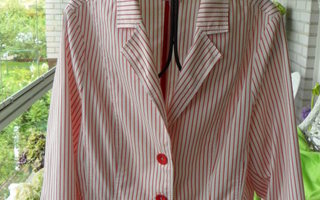 Uusi, kaunis, puna/valkopystyraitainen jakku, käyttämätön,42
