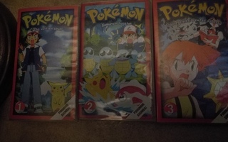 VHS videokasetti Pokemon 3 kpl osat 1, 2 ja 3 ( Samurait)