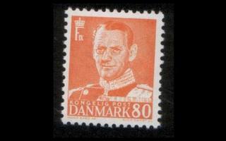 Tanska 337 ** Frederik IX 80 öre (1952)