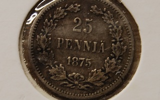 25 penniä 1875 Hopea Aleksanteri II