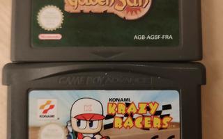 Gameboy advance pelit krazy racers ja golden sun