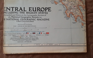 Vintage National Geographic Central Europe map 1951 - kartta