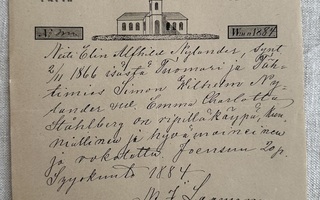 Kuopion hiippakunta, Joensuu 1884 papintodistus