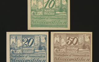 Itävalta Notgeld 10, 20, 50 Heller, Strasswalchen 1920