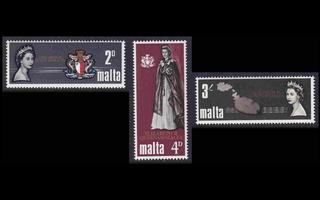 Malta 367-9 ** Kuninkaallisten vierailu (1967)