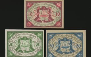 Itävalta Notgeld 10, 20, 50 Heller, Altschwendt 1920