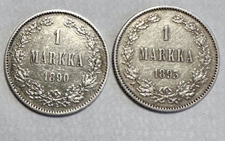 1 markka 1890 ja 1893 hopeaa