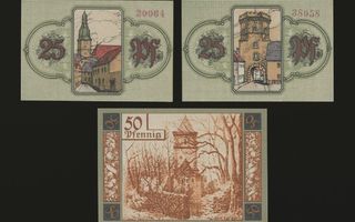 Saksa Notgeld 2 x 25, 50 Pfg, Wunsiedel 1918