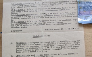 VANHA Käsky 1. Div. Kämärä Karjalan Kannas 1933 Salainen