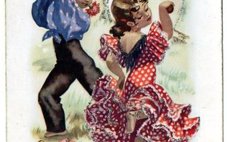 Vanha postikortti- Espanjalaista tanssia