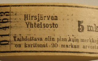 5 mk Hirsijärven Yhteisosto 01463