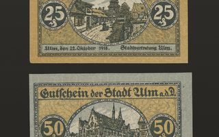 Saksa Notgeld 25, 50 Pfg, Ulm 1920