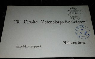 Kelviä 2-renk. sinisenä Kälviä Ukkoskortilla 1888 PK900/2