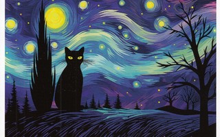 Kissa ja kirkas tähtitaivas