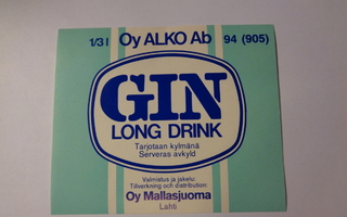 Etiketti - Gin Long Drink, Oy Mallasjuoma