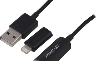 Epzi Smart Led, USB 2.0 A - Micro-B/ Lightning 1m musta UUSI