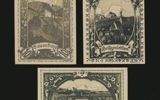 Itävalta Notgeld 10, 20, 50 Heller, Pettenbach 1920